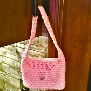 Pretty Pink Small Hand Held Crochet Bag